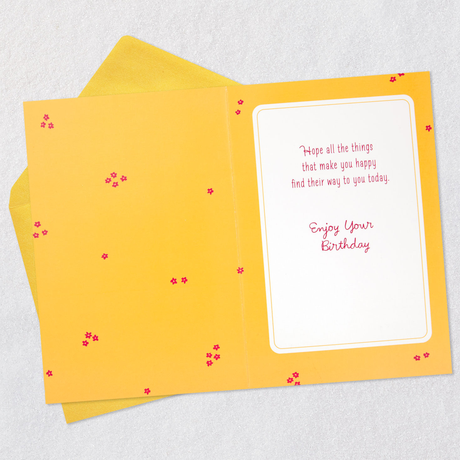 Cute Cat Holding Flowers Happy Birthday Card Open card with envelope image number 3