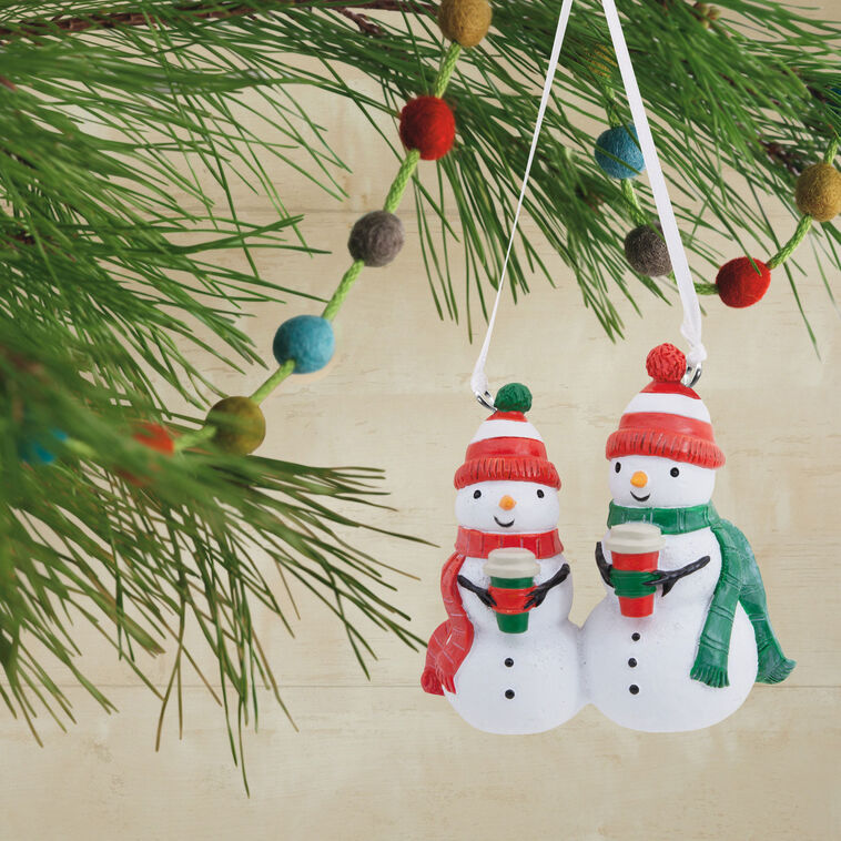 Coffee With Snowman Friends Christmas Ornament Hanging on tree image number 2