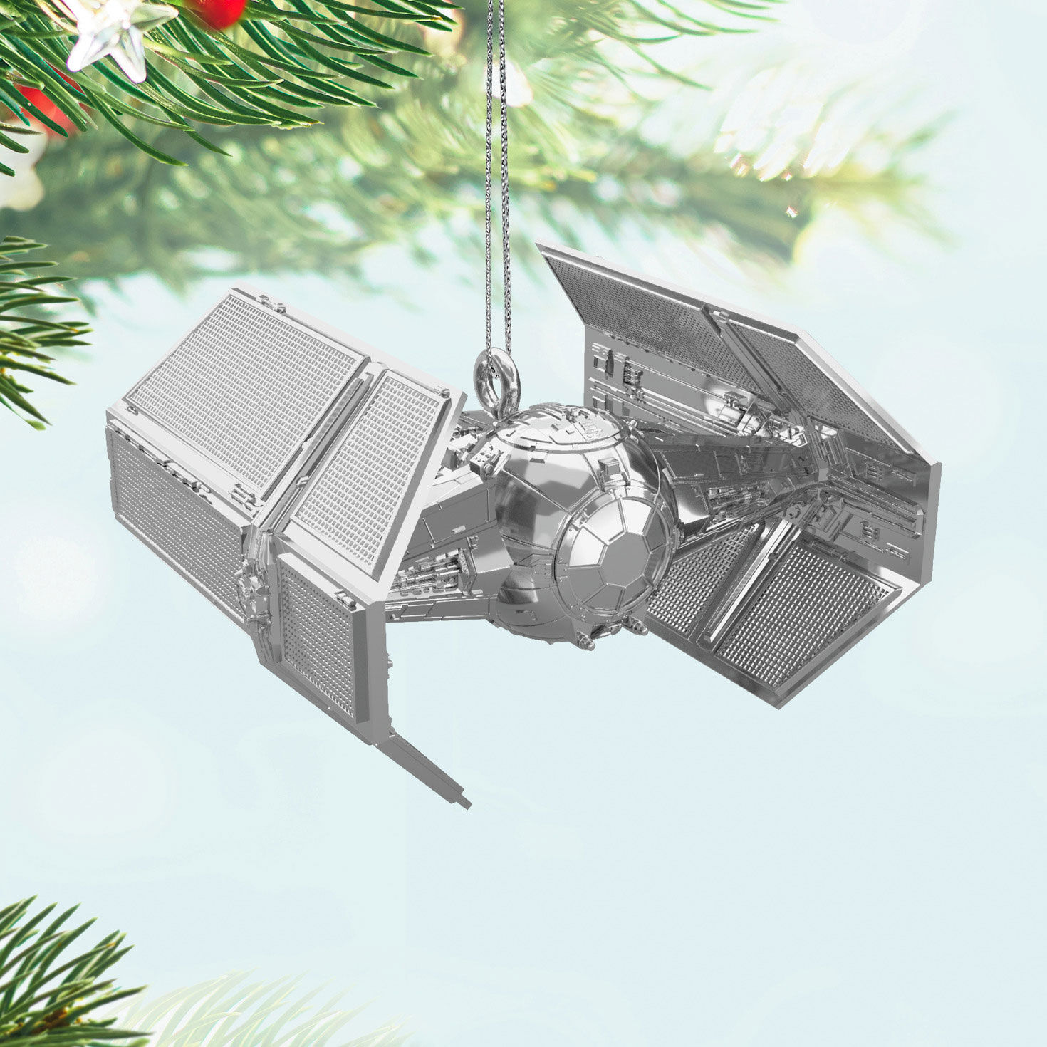 Mini Star Wars Tie Fighter Keepsake Ornament Hanging on tree image number 2