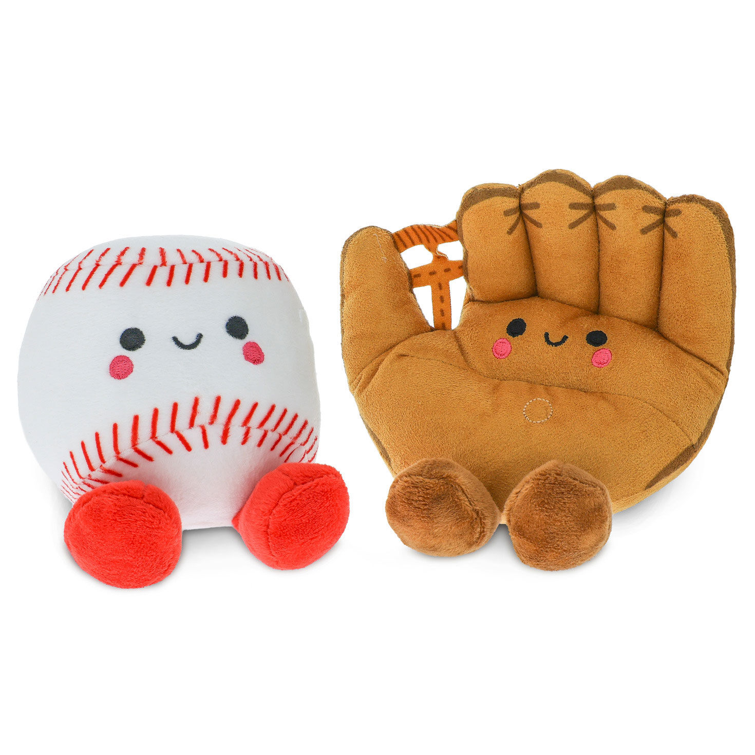 Baseball and Baseball Glove Magnetic Plush Toys front apart image number 4