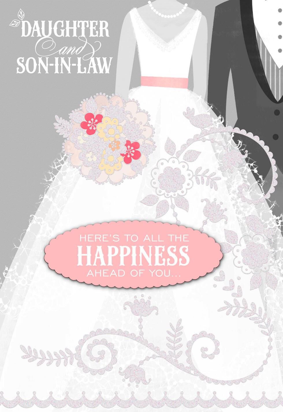 Happiness Ahead Daughter and Son-in-Law Wedding Card