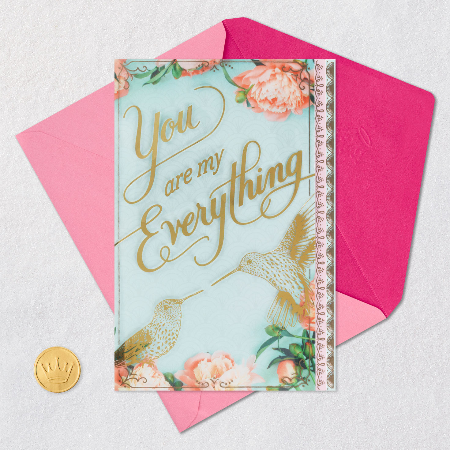 Flowers and Script Birthday Card for Wife Card Front with Envelope and Gold Seal image number 9