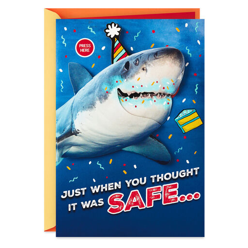 Shark Bite Funny Birthday Card With Sound and Motion, 