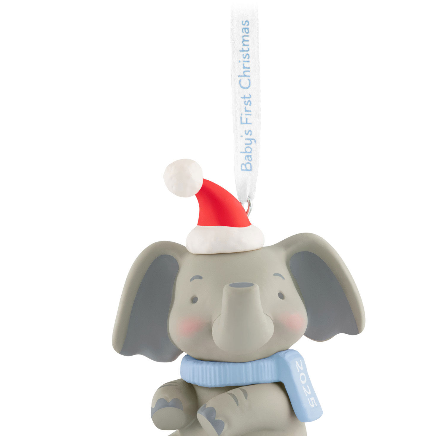 Baby Boy 1st Christmas Elephant Keepsake Ornament closeup view image number 5