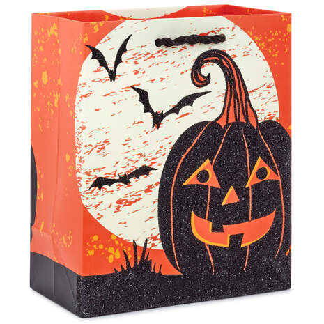 6.5" Pumpkin Silhouette Halloween Gift Bag, , large