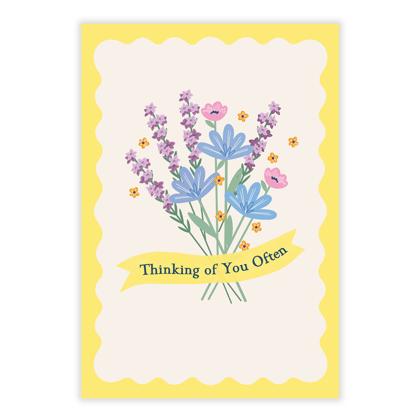 Pastel Flower Stems Personalized Thinking of You Card front image number 2