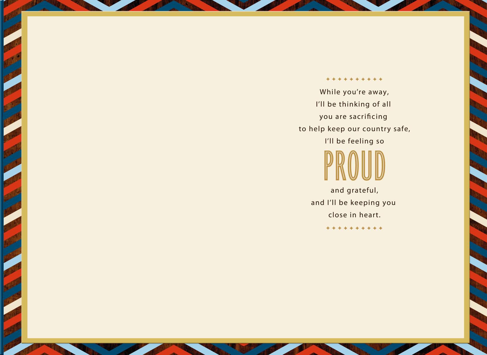 Red, White and Blue Chevron Military Thinking of You Card