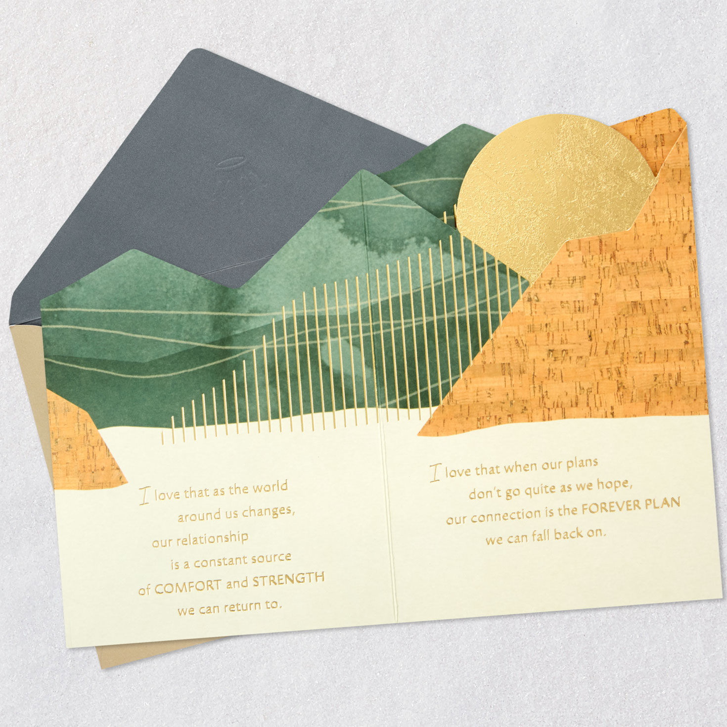 Abstract Mountain Range Romantic Birthday Card Open card with envelope image number 7