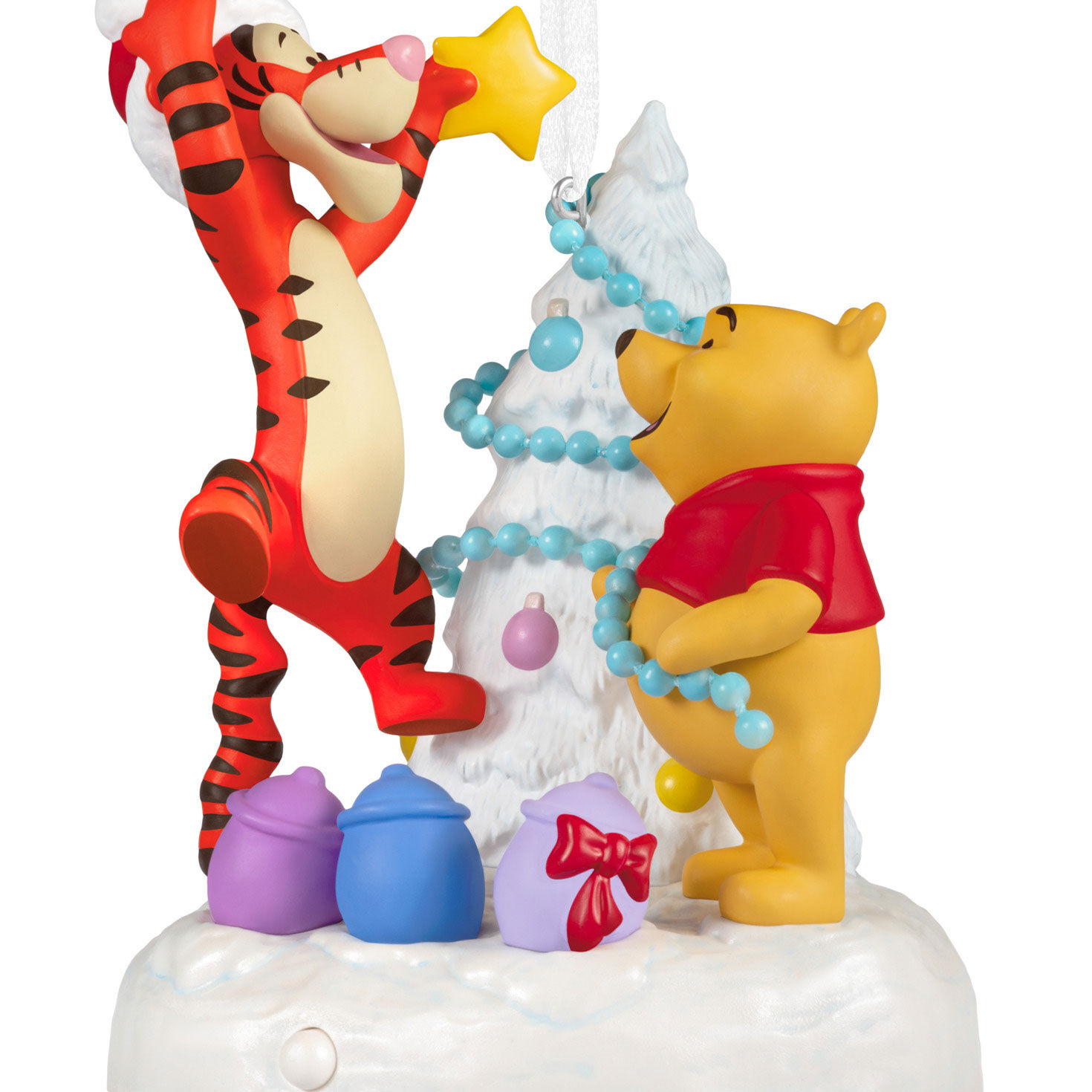 Pooh and Tigger Decorating Tree Keepsake Ornament closeup view image number 5