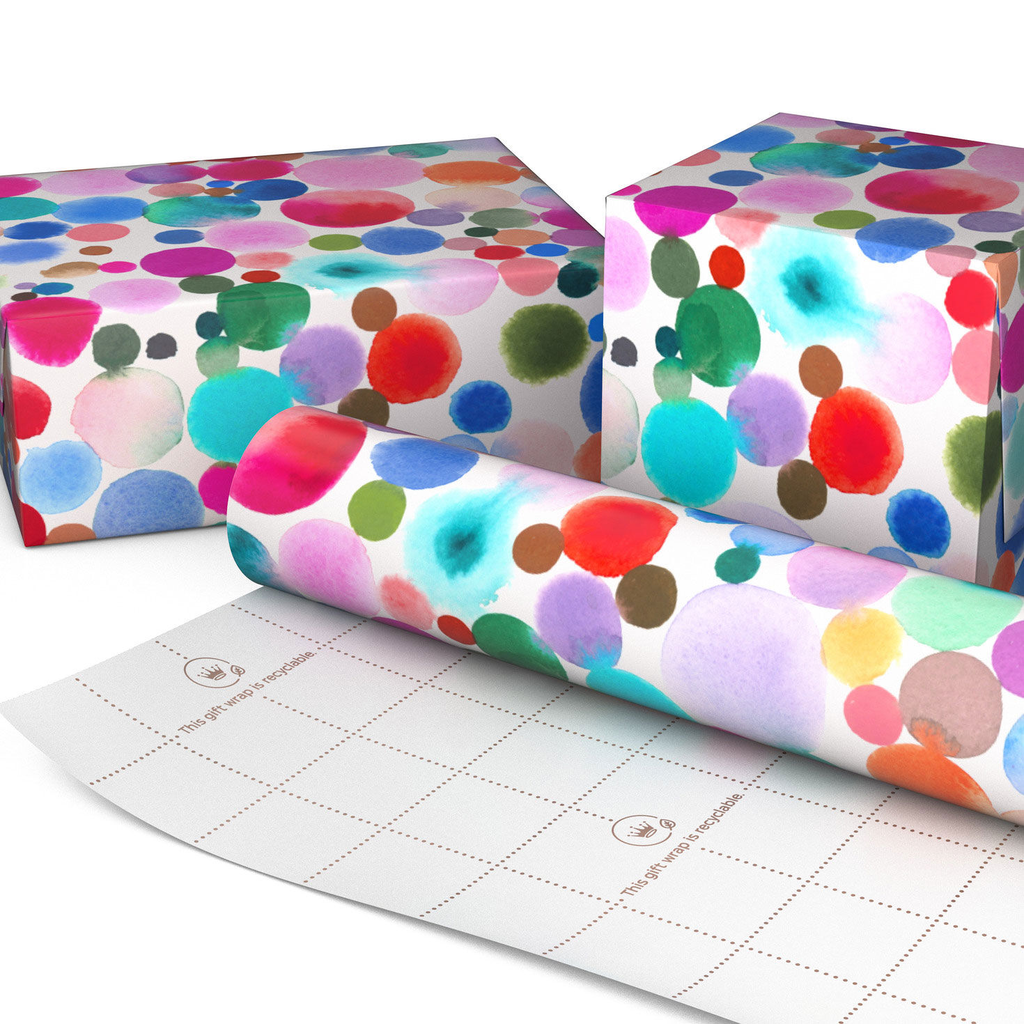 Colorful Painted Dots Wrapping Paper Wrapped package image number 2