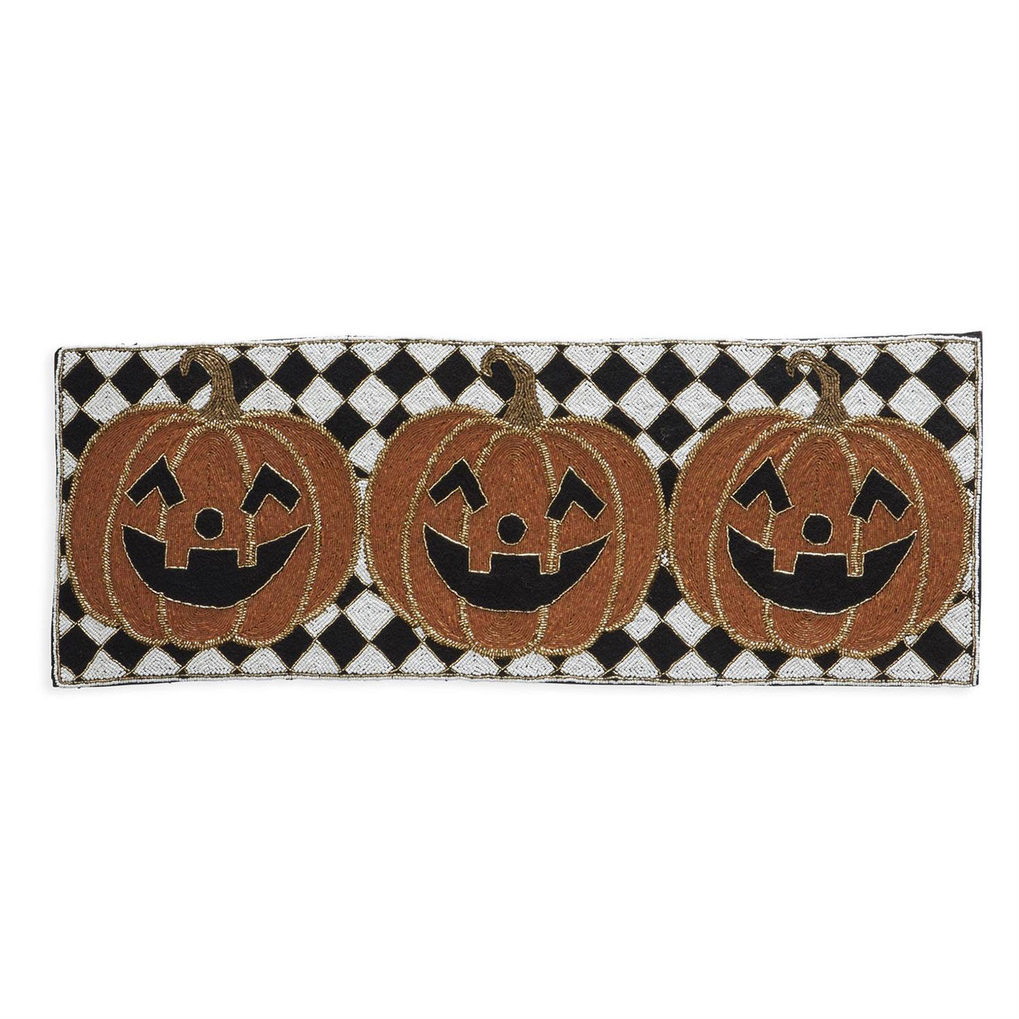 K&K Interiors Beaded Jack-o'-Lanterns Table Runner, 36"