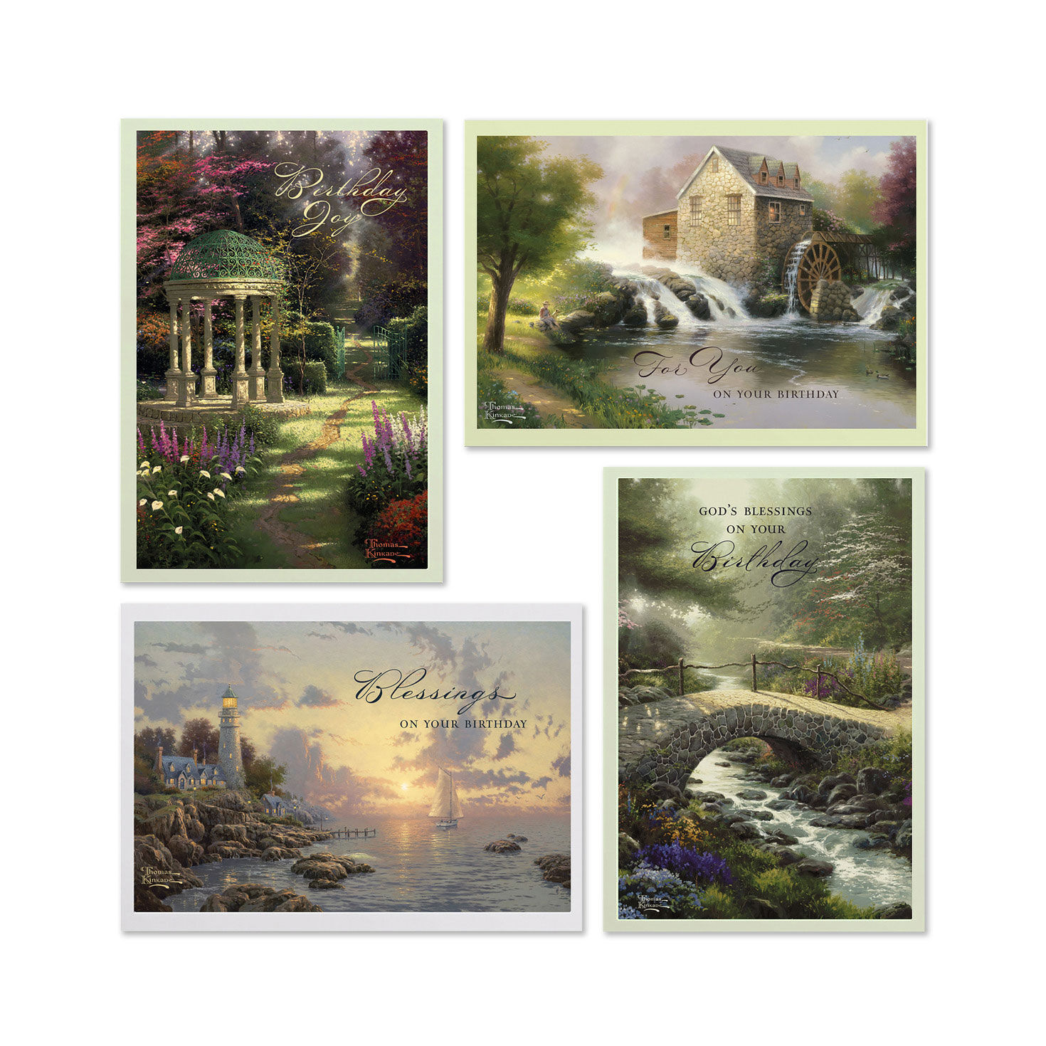 Thomas Kinkade Inspirational Assorted Religious Birthday Cards, Box of 12