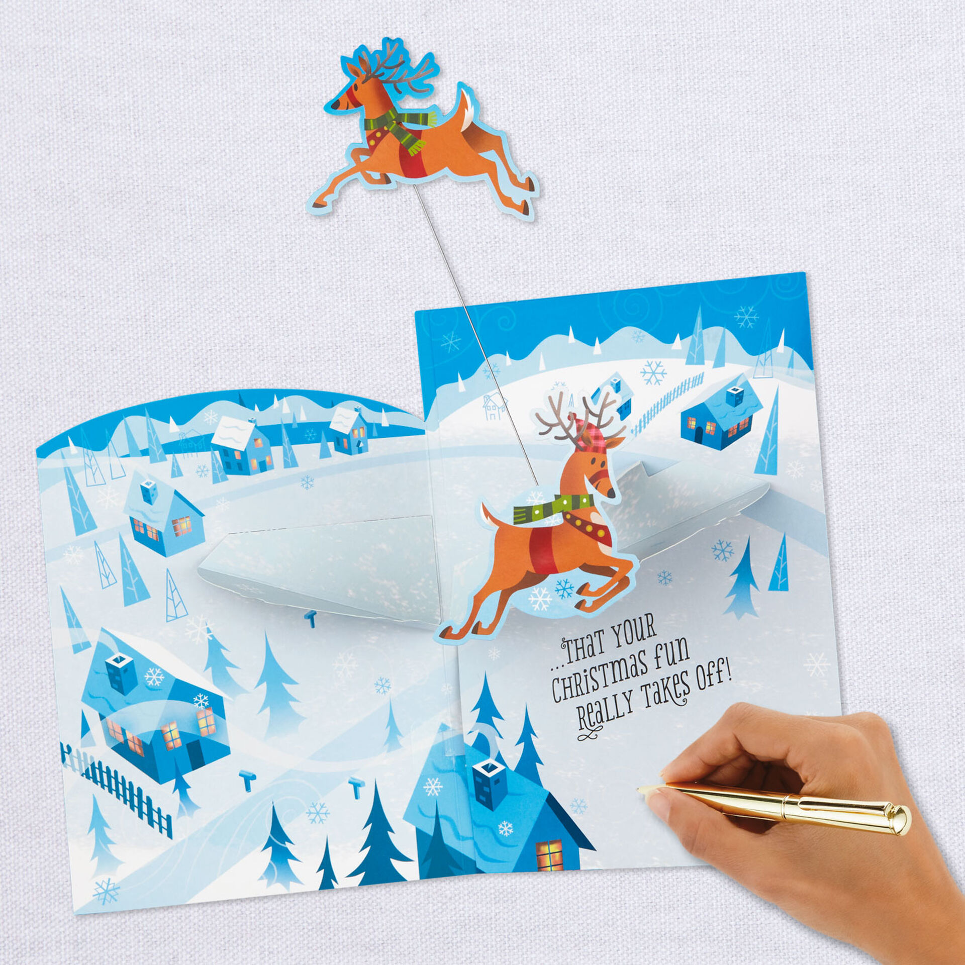 Rudolph Taking Flight Musical PopUp Christmas Card Greeting Cards