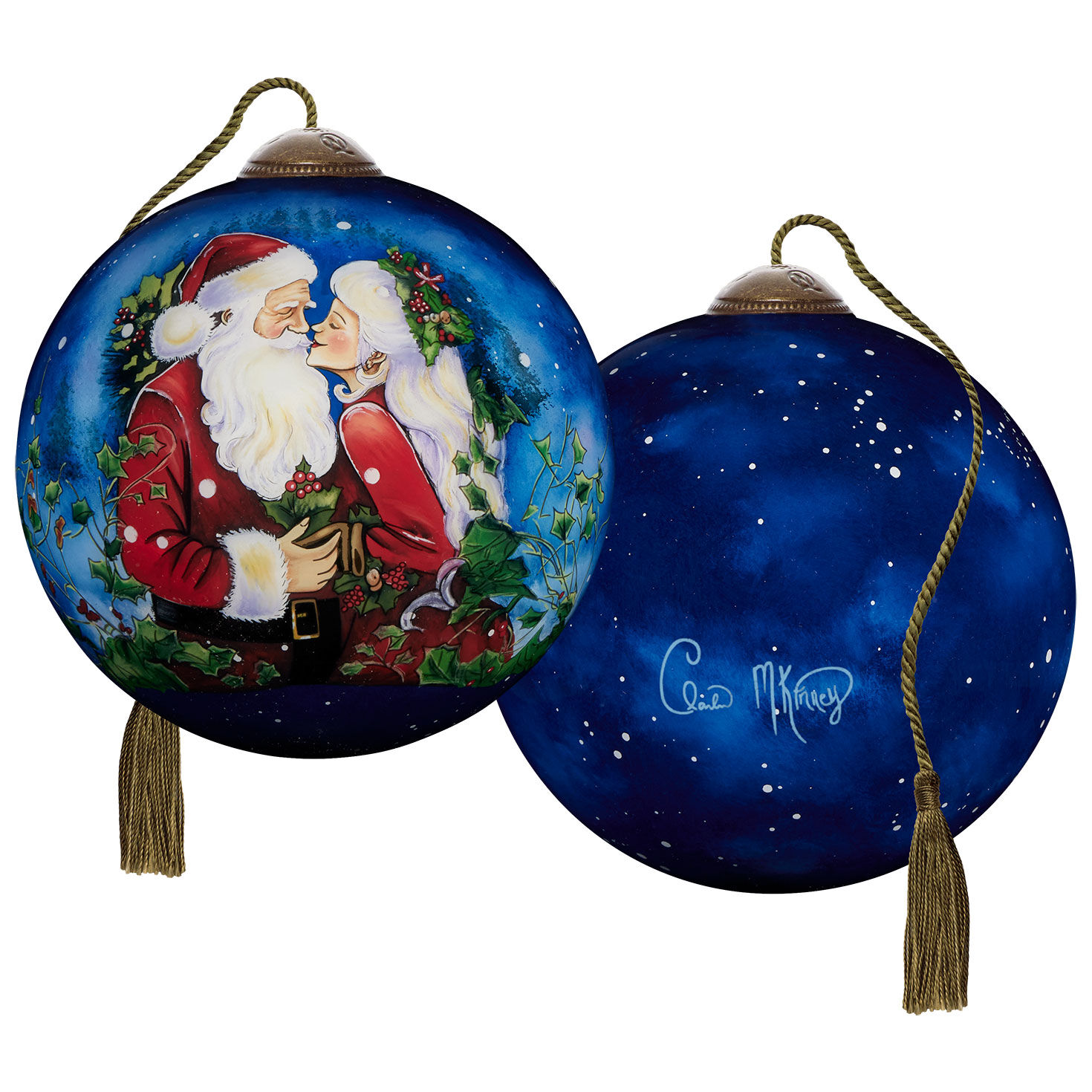 Ne'Qwa Art Merry Kiss-Mas Santa and Mrs. Claus Glass Christmas Ornament for only USD 55.00 | Hallmark
