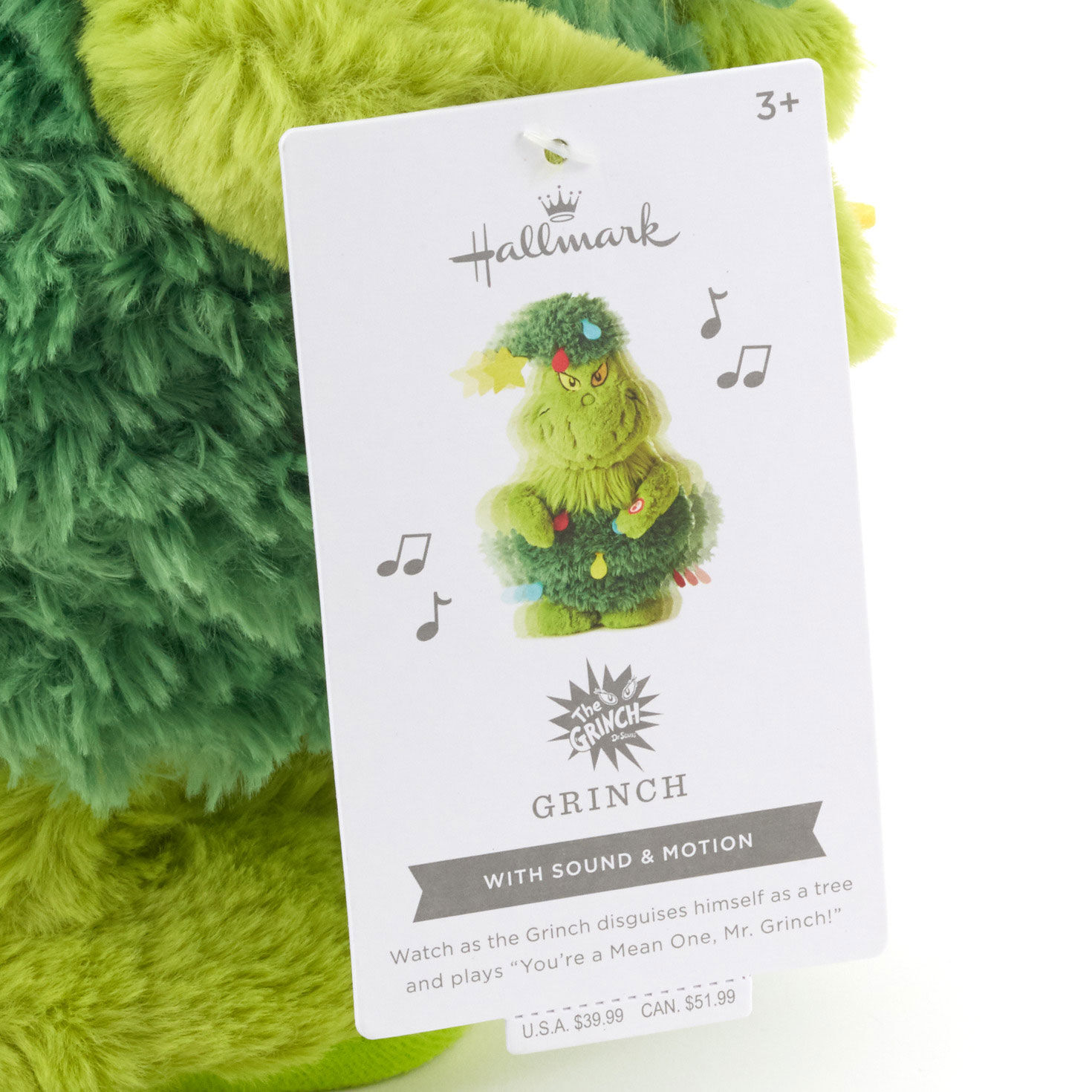 Dr. Seuss s How the Grinch Stole Christmas Grinch Plush With Sound and Motion 12.5 Interactive Stuffed Animals Hallmark