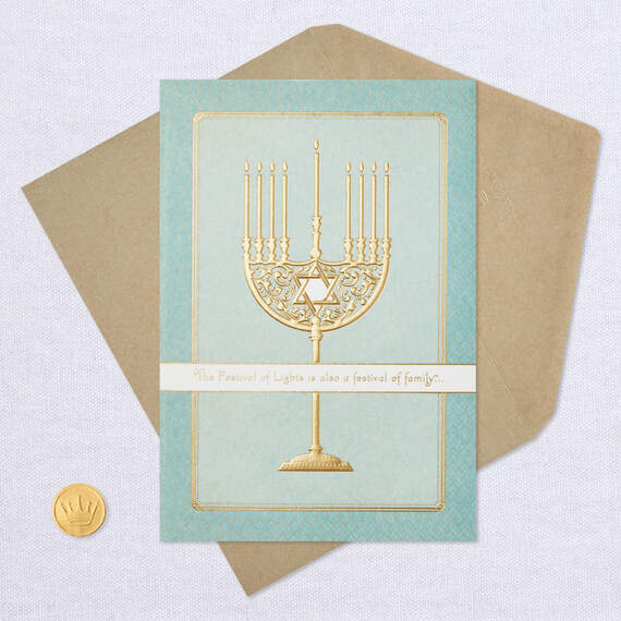 Golden Menorah Festival of Family Hanukkah Card From Us, , large image number 5