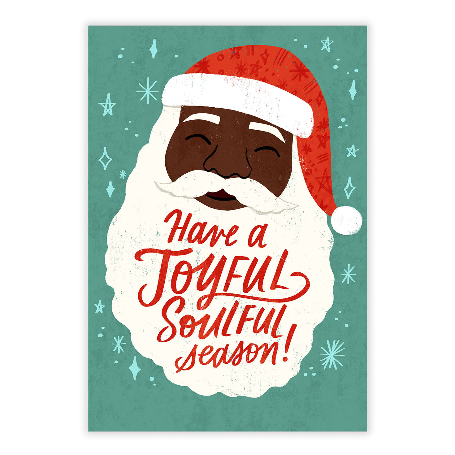 Black Santa Face Personalized Christmas Card front image number 2
