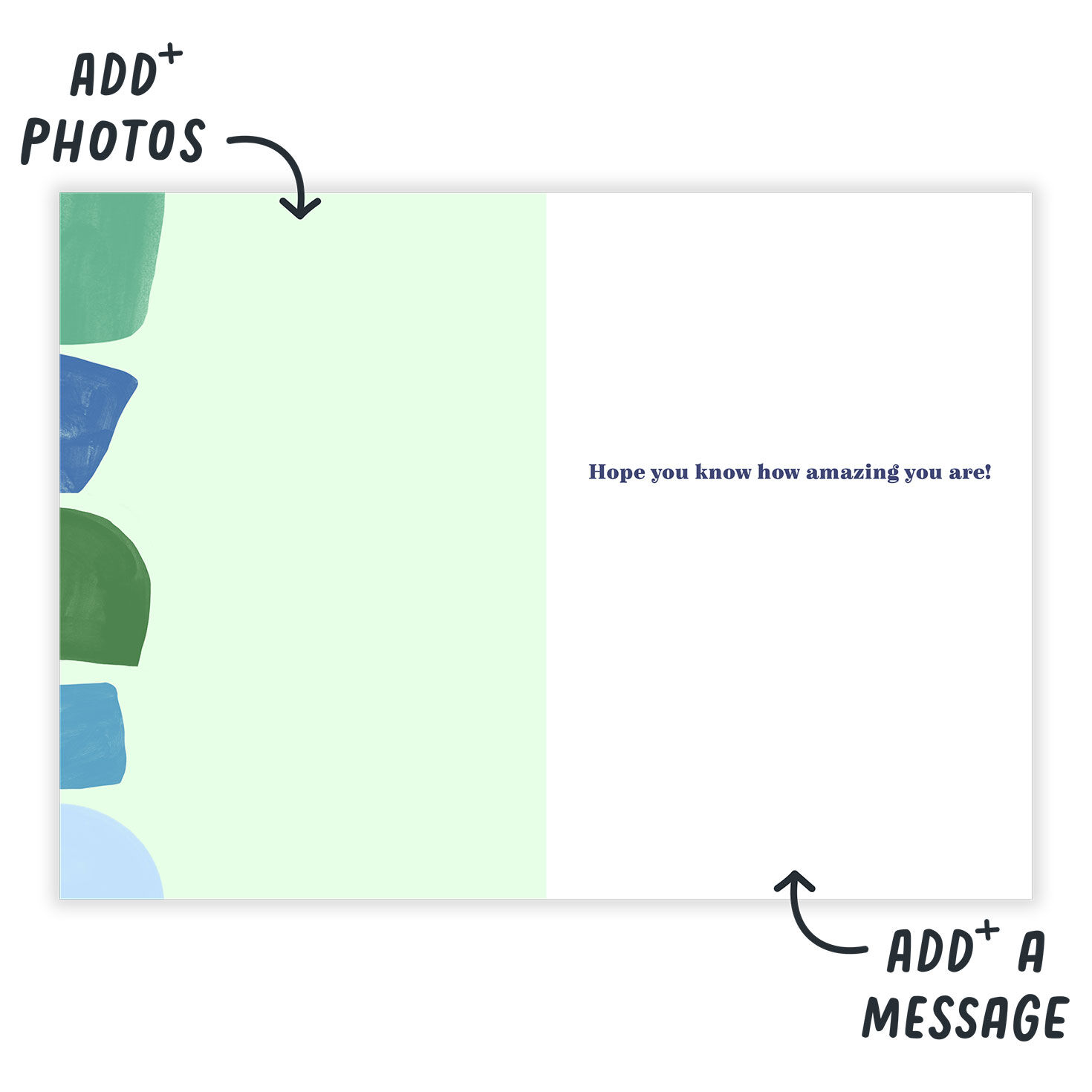 Abstract Blues Personalized Mother's Day Card Open Card indicating personalization image number 3