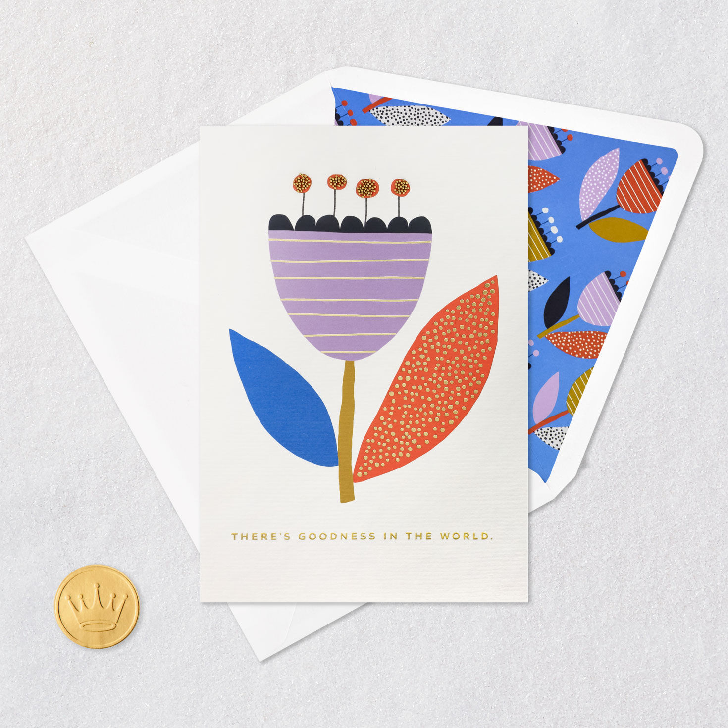 Abstract Purple, Blue and Orange Tulip Thank You Card Card Front Detail image number 5