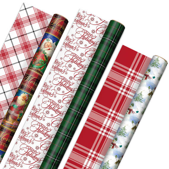 Christmas Classics 3-Pack Reversible Wrapping Paper Assortment, 120 sq. ft.