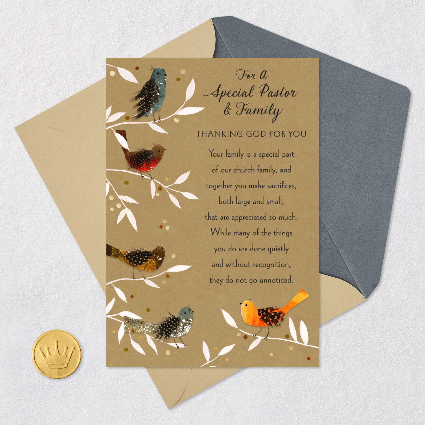 Colorful Birds Pastor and Family Appreciation Card Card Front Detail image number 6