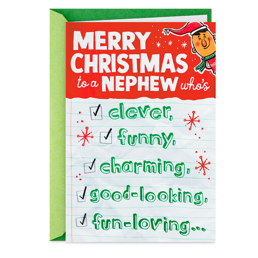 Compliments for Nephew Funny Christmas Card From Family, 
