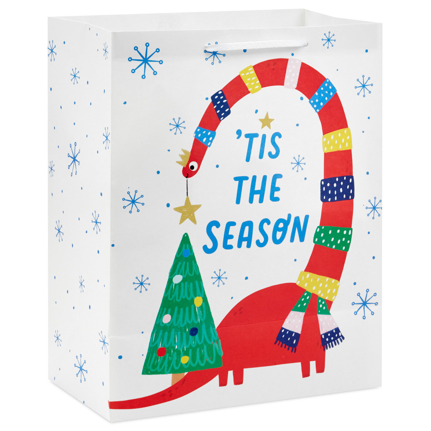 13 Brontosaurus With Striped Scarf Large Christmas Gift Bag Gift Bags Hallmark