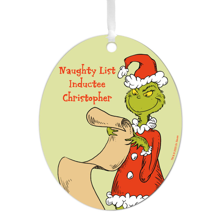 Dr. Seuss's How the Grinch Stole Christmas!™ Naughty List Metal Personalized Ornament, Custom Text