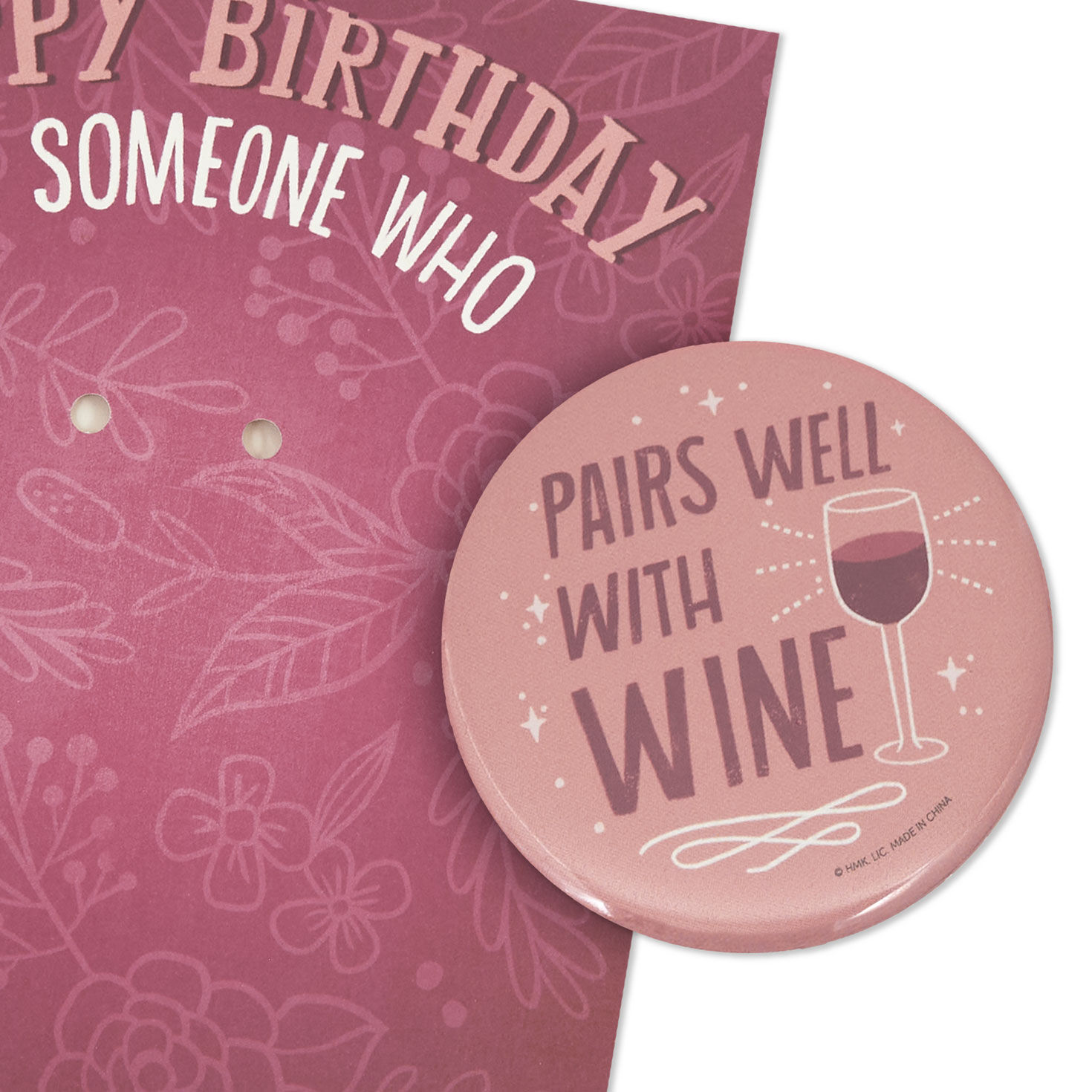 Pair With Wine Birthday Card With Button attachment detail image number 5