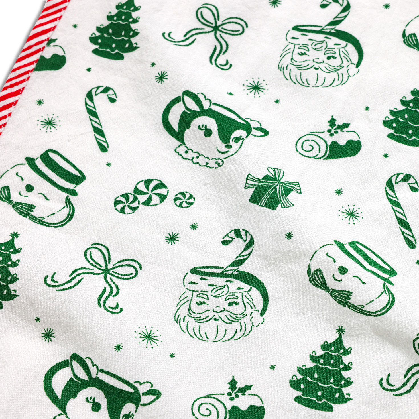 Santa Snowman Reindeer Toile Pattern Dish Towel upclose view image number 4