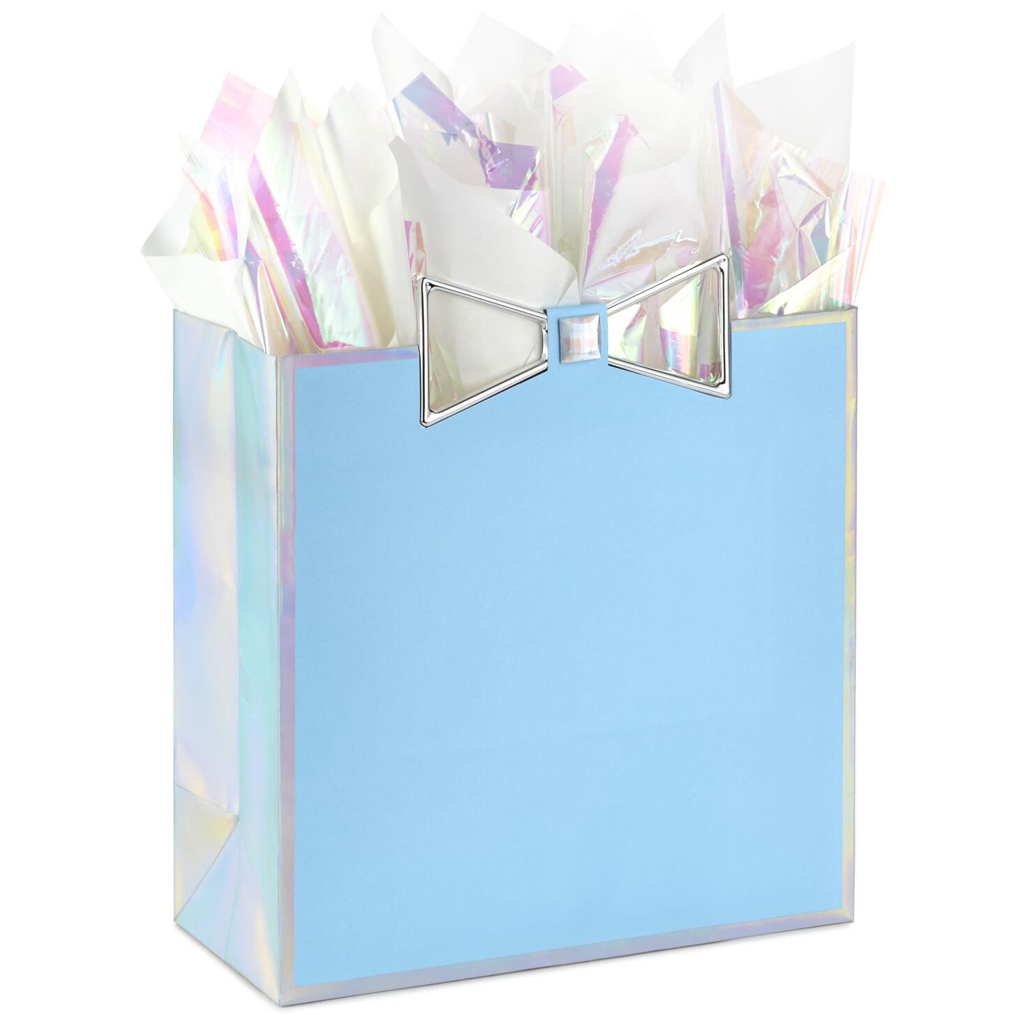 Blue Bow Large Square Gift Bag With Tissue Paper 10 25 Gift