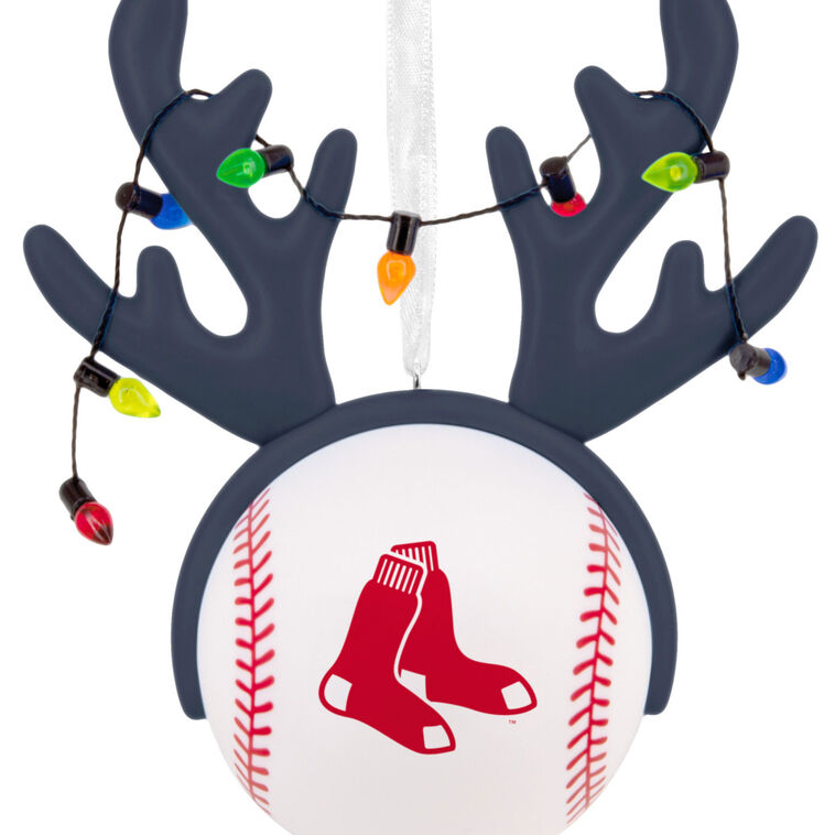 Red Sox Reindeer Baseball Christmas Ornament closeup view image number 5