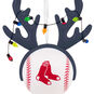 Red Sox Reindeer Baseball Christmas Ornament closeup view image number 5
