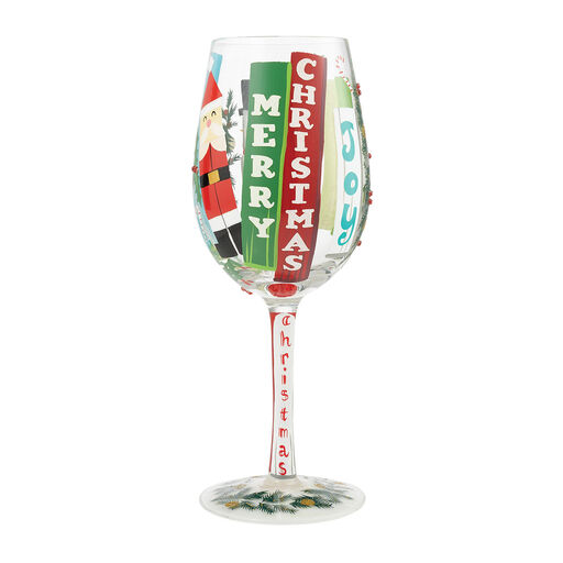 Lolita Joyful Greetings Handpainted Wine Glass, 15 oz., 