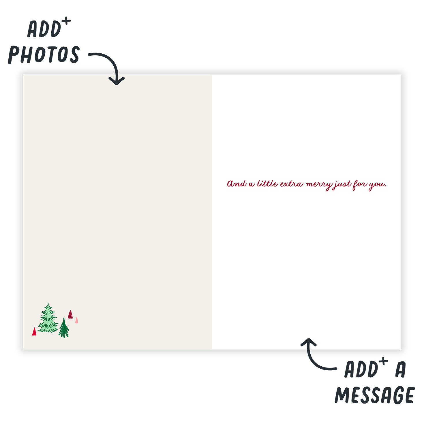 Vintage-Style Drawings Personalized Christmas Card Open Card indicating personalization image number 3