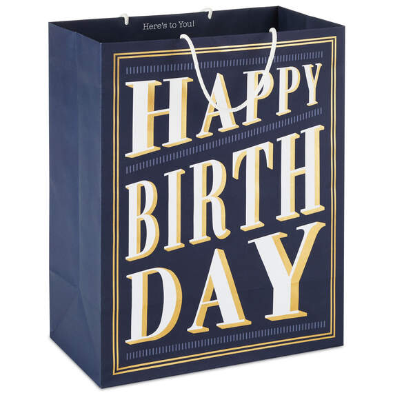 13" Art Deco Lettering Large Birthday Gift Bag, , large image number 1