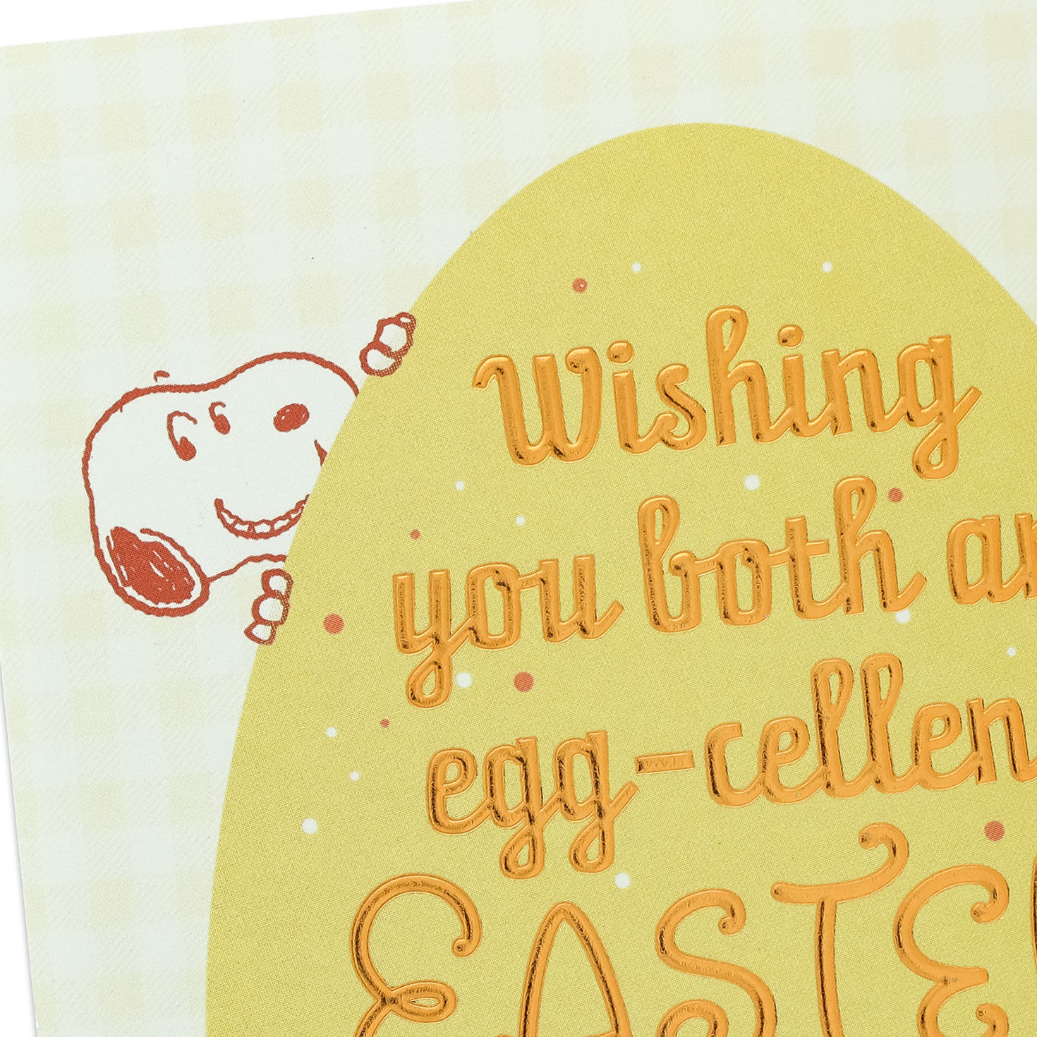 Charlie Brown and Snoopy Yellow Egg Easter Card Card Front Detail image number 4