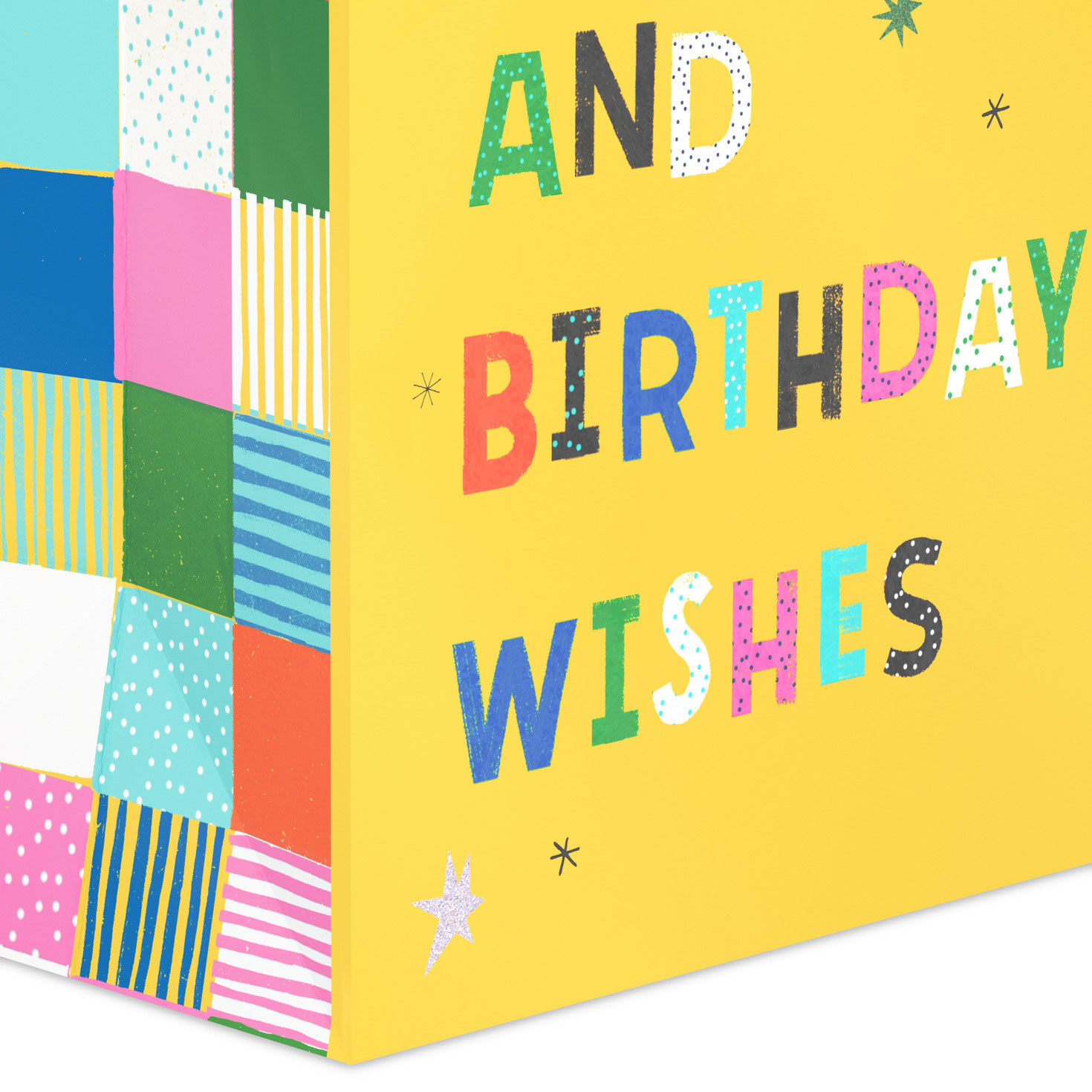 Colorful Birthday Lettering on Yellow Large Bag Base/Side Detail image number 5