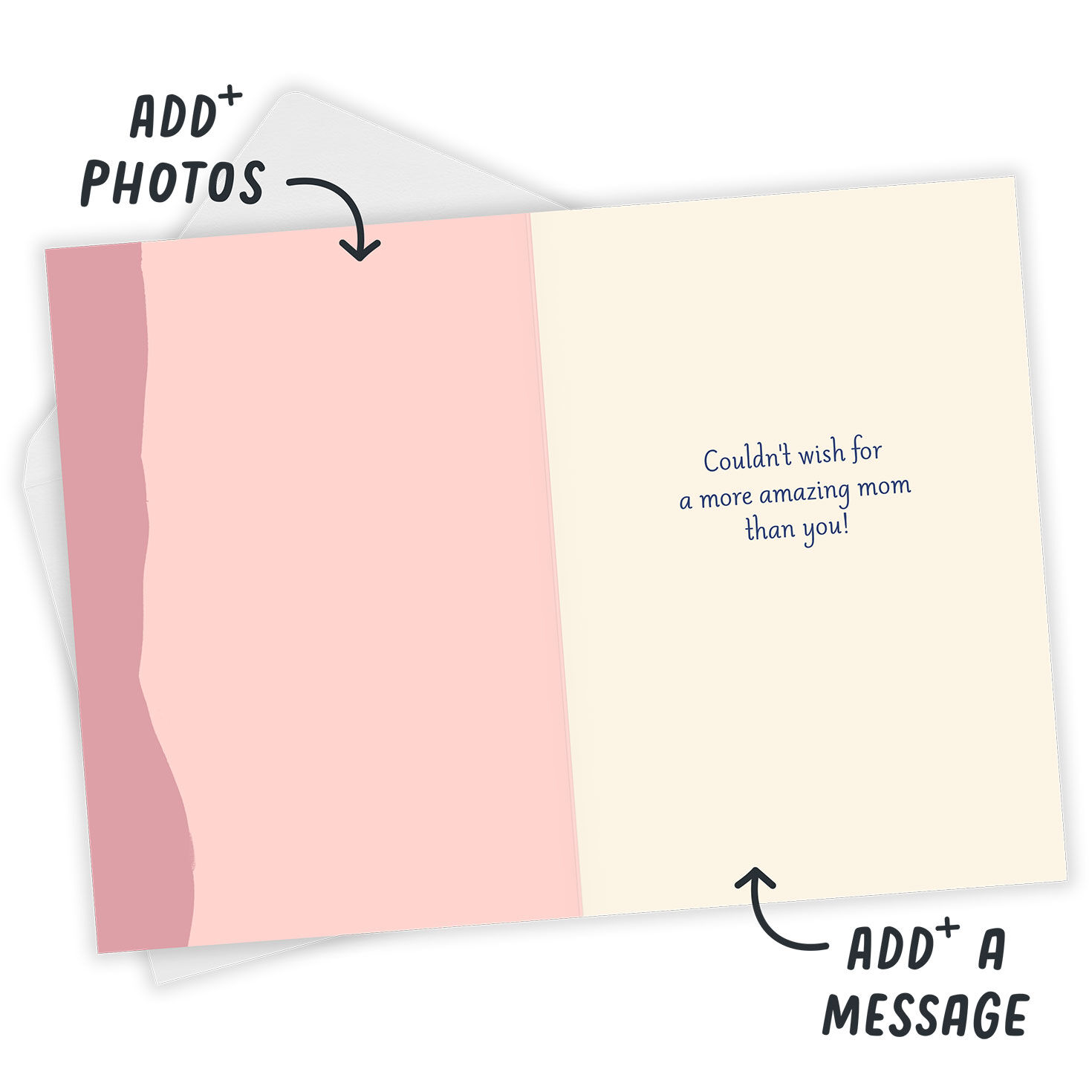 Colored Letters Personalized Mother's Day Card Open Card with Envelope indicating personalization image number 3