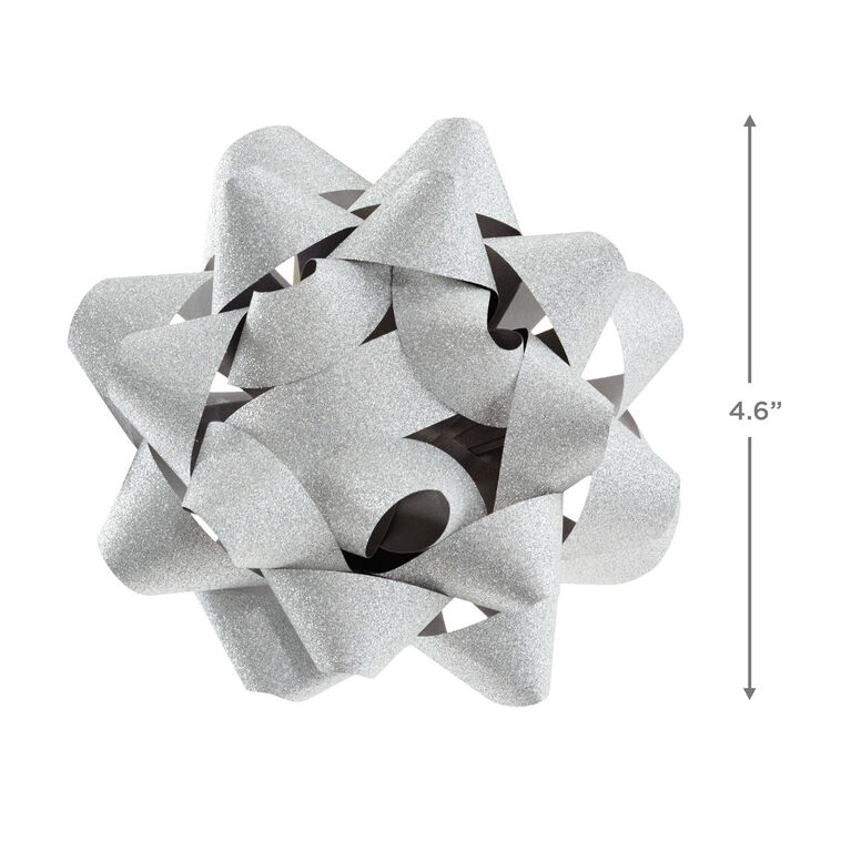 4.6" Sparkling Silver Gift Bow, Silver, large image number 3