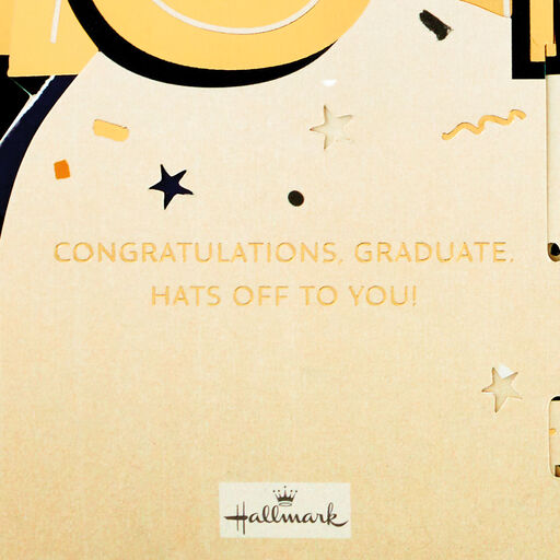 Jumbo Hats Off to You 3D Pop-Up Graduation Card, 