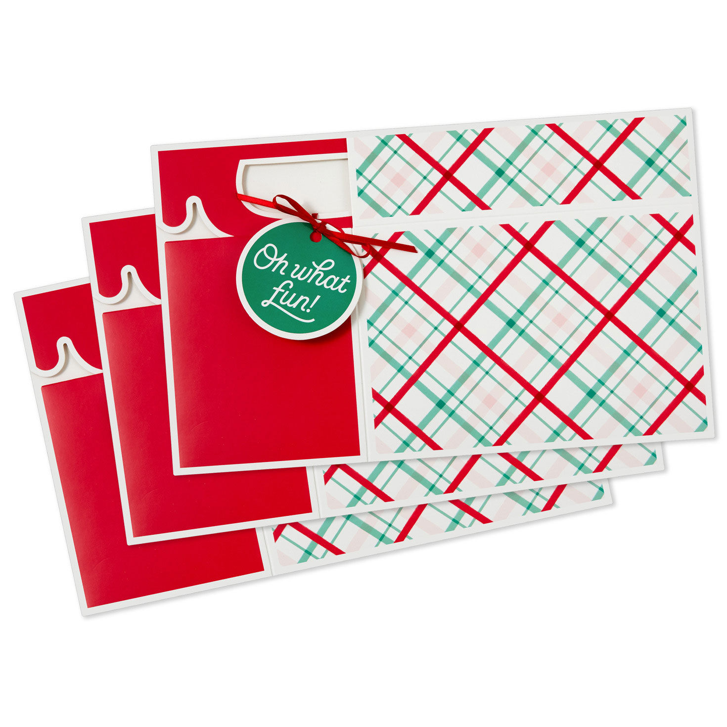 Oh What Fun Plaid 3-Pack Christmas Gable Boxes folded flat image number 6