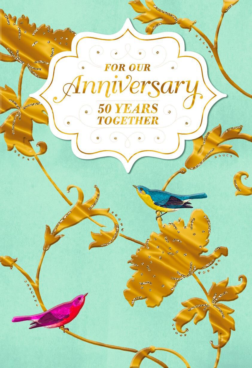 Birds and Flowers Celebrating Our 50th Anniversary Card