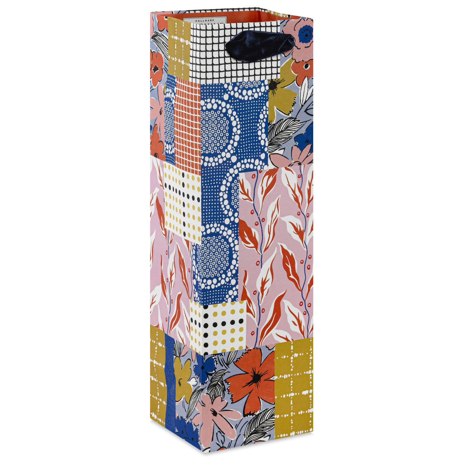 13" Vibrant Vintage Patchwork Wine Gift Bag