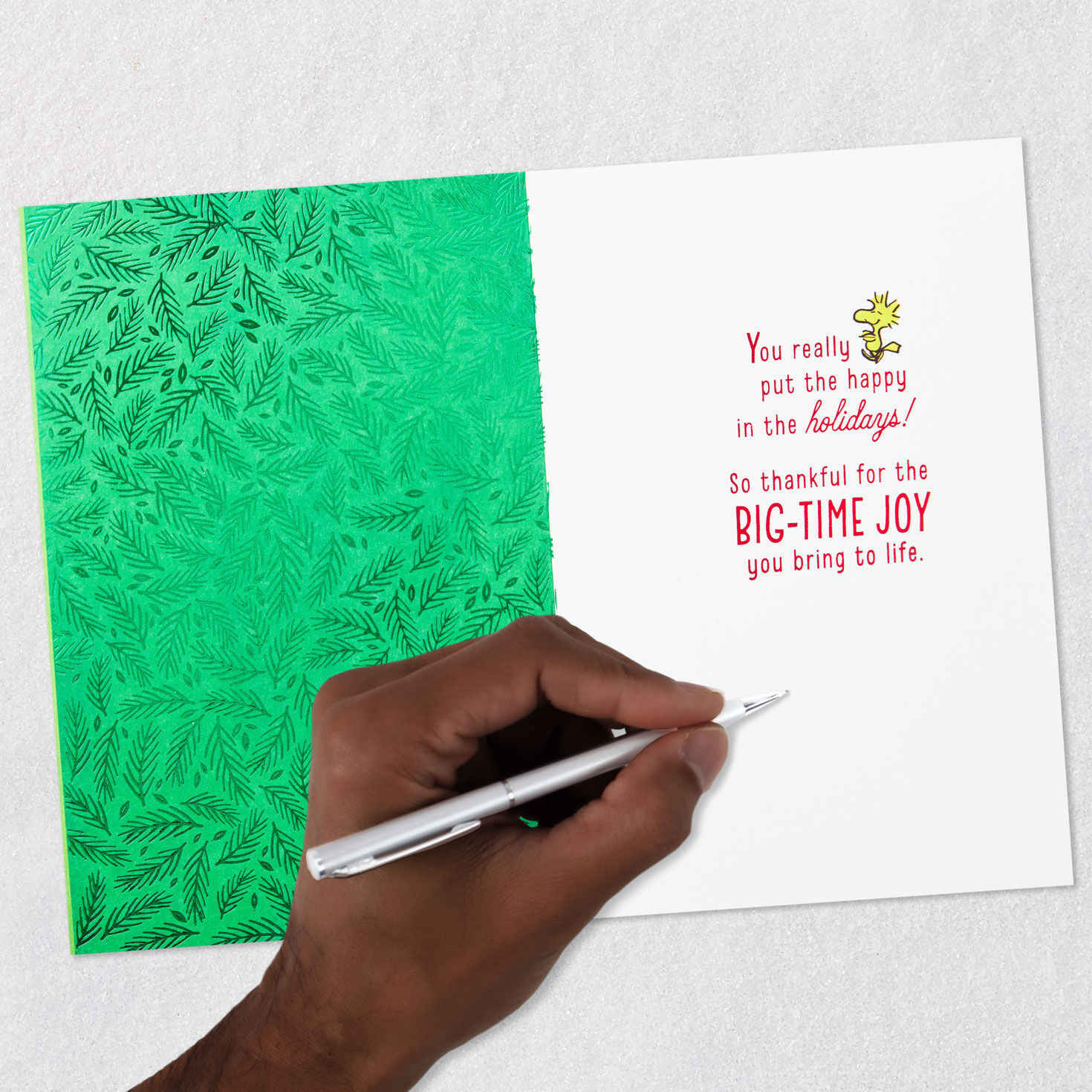 Peanuts&reg; Snoopy and Woodstock in Wreath Christmas Card for Son, , large image number 7