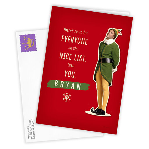 Elf Buddy the Elf™ Nice List Funny Folded Christmas Photo Card, 