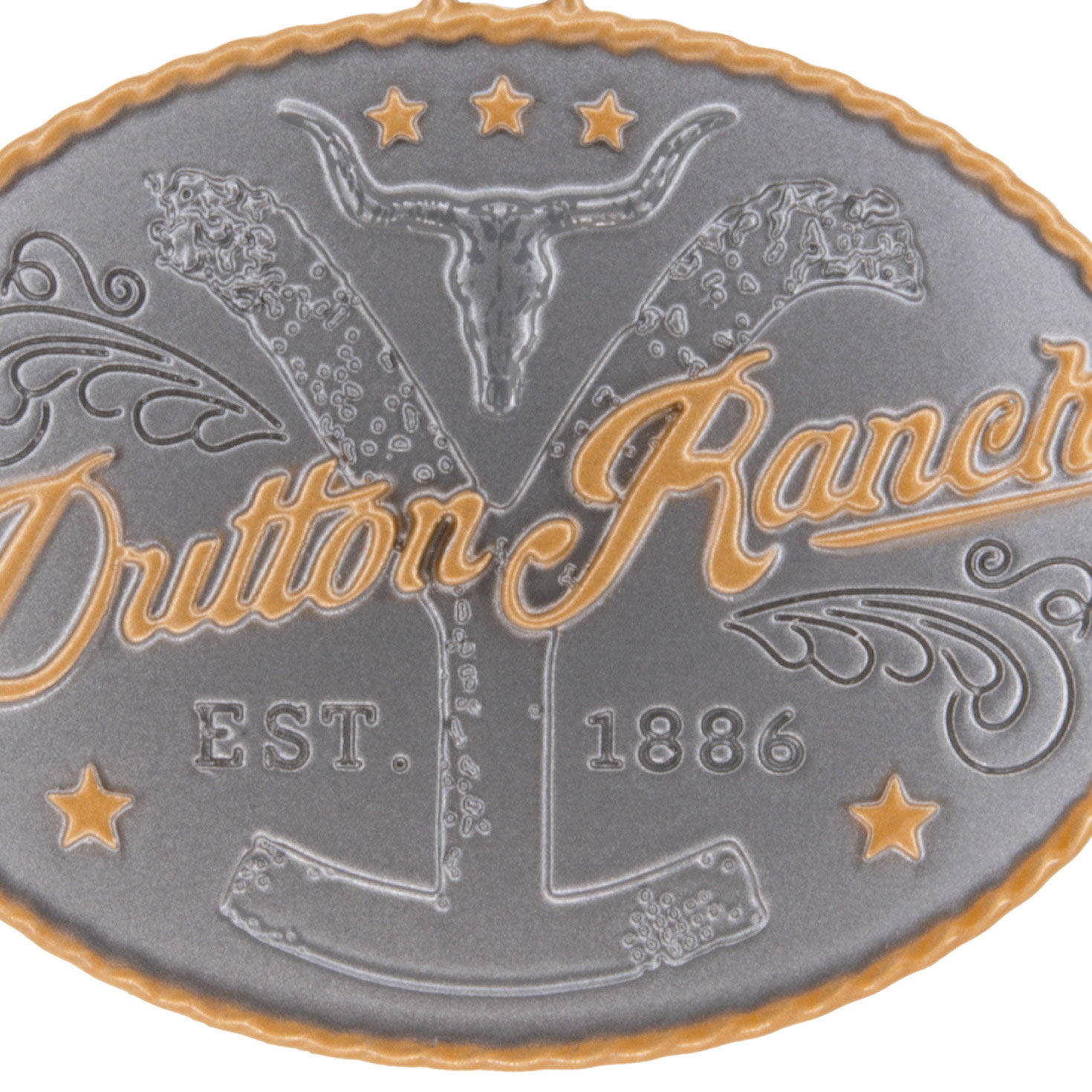 Dutton Ranch Belt Buckle Christmas Ornament upclose view image number 4
