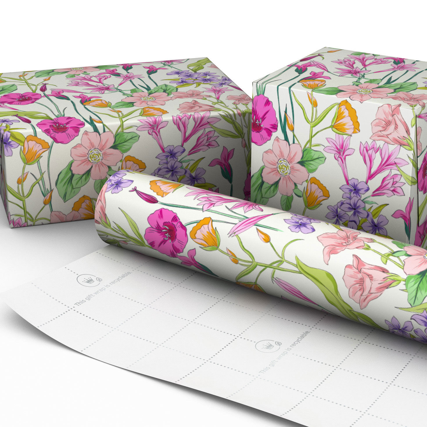 Spring Flowers on White Wrapping Paper Roll, 20 sq. ft., , large image number 2