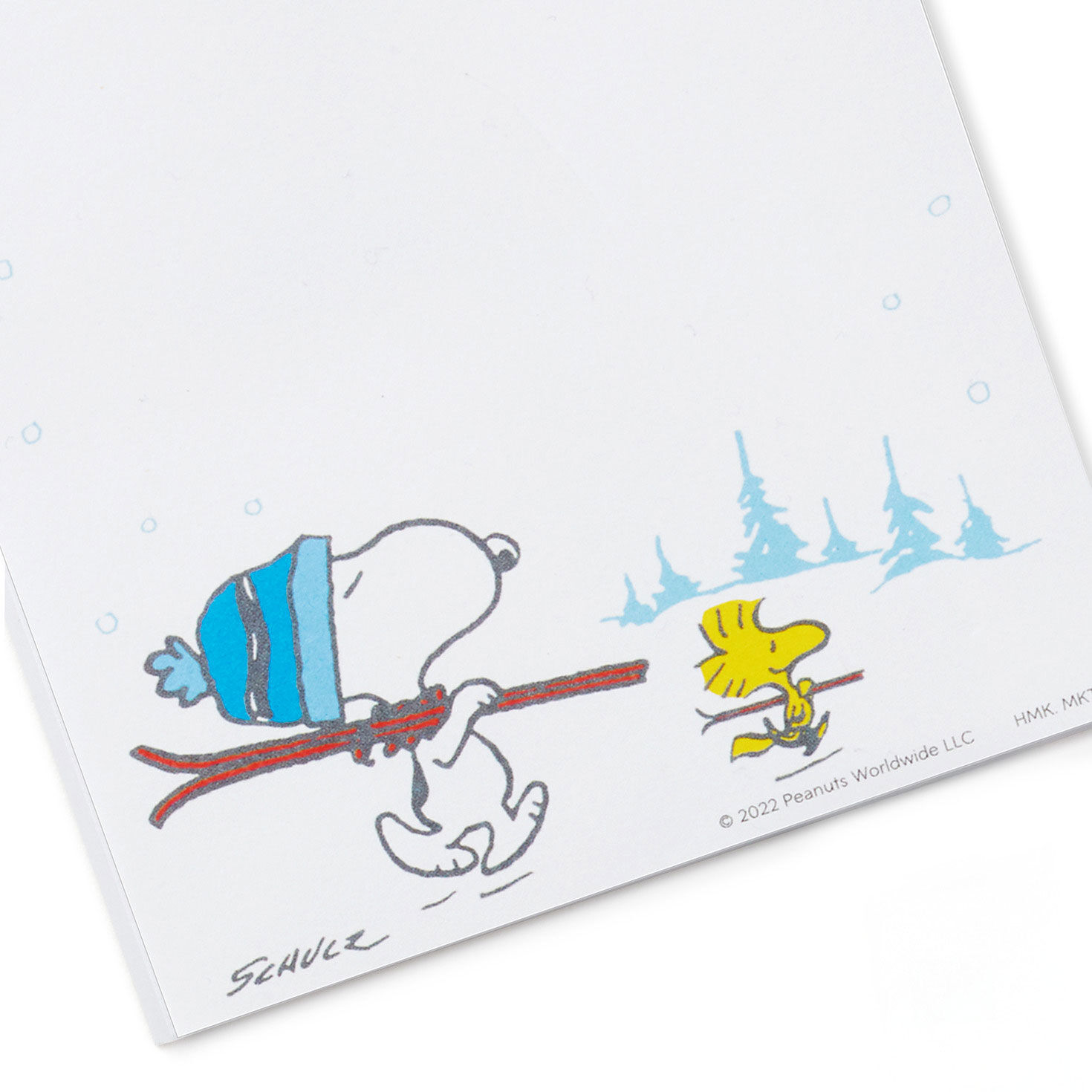 Snoopy & Woodstock Carrying Skis Peanuts Note Pad upclose detail image number 3