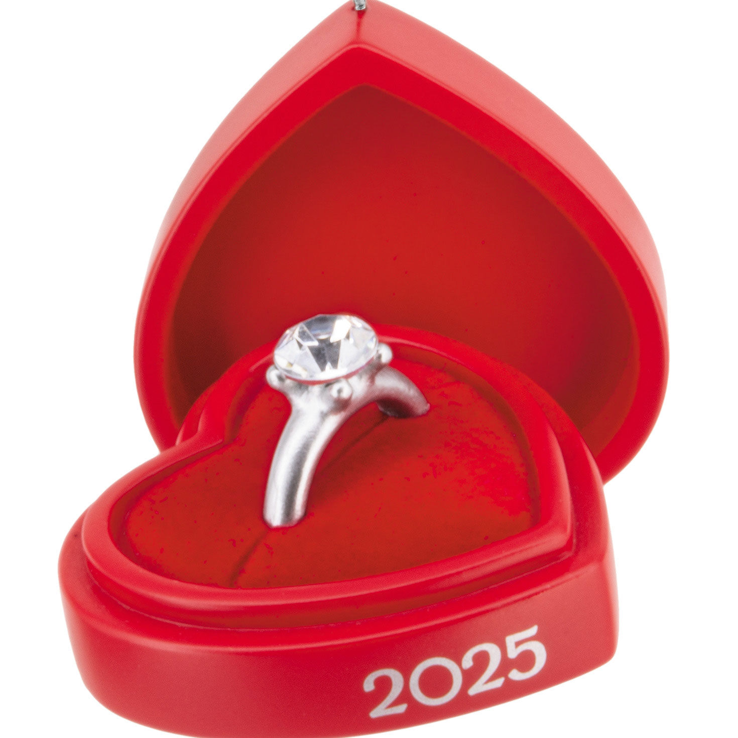 Engagement Ring 2025 Red Box Christmas Ornament closeup view image number 5